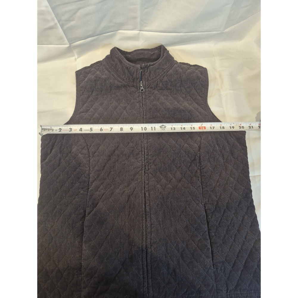 Vintage Black Corduroy Vest Quilted Lined Women's Medium Basic Edition 90s Retro - Picture 3 of 5